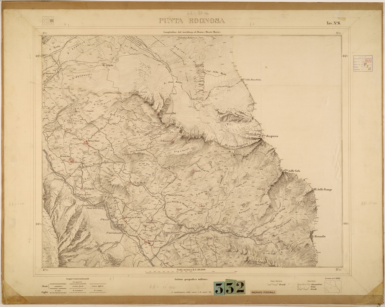 (N:28336) CARTA SPECIALE DI CESANA TORINESE - TAVOLA 6 - PUNTA ROGNOSA (SE001985) Carte e stampe antiche: riproduzione a colori su carta (formato A1)