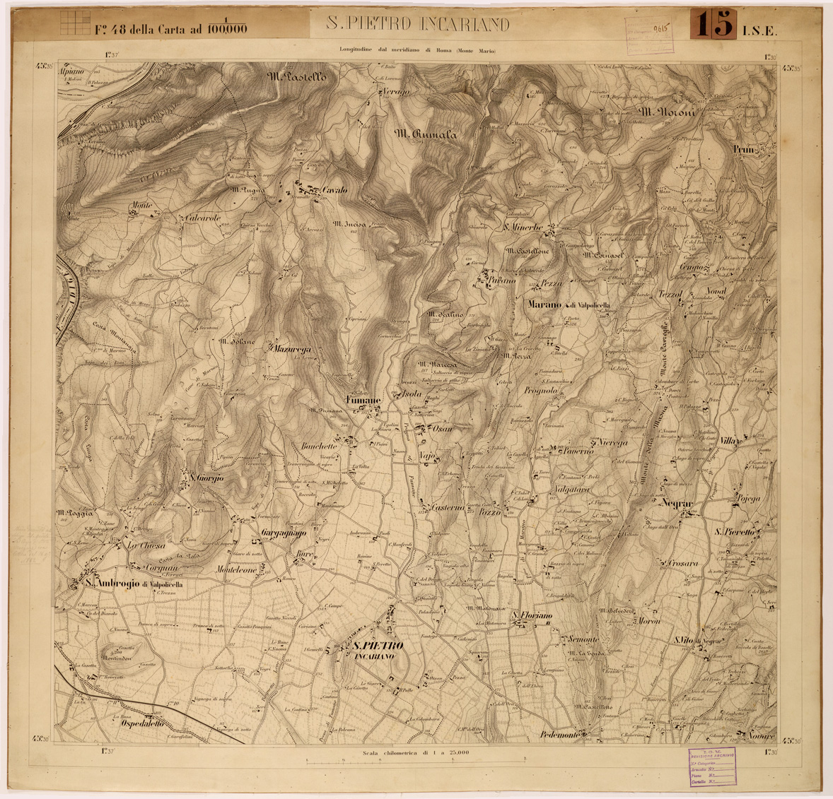 (N:28341) VERONA E DINTORNI - FOGLIO 48 I SE - S. PIETRO INCARIANO (SE001991) Carte e stampe antiche: riproduzione a colori su carta (formato A1)