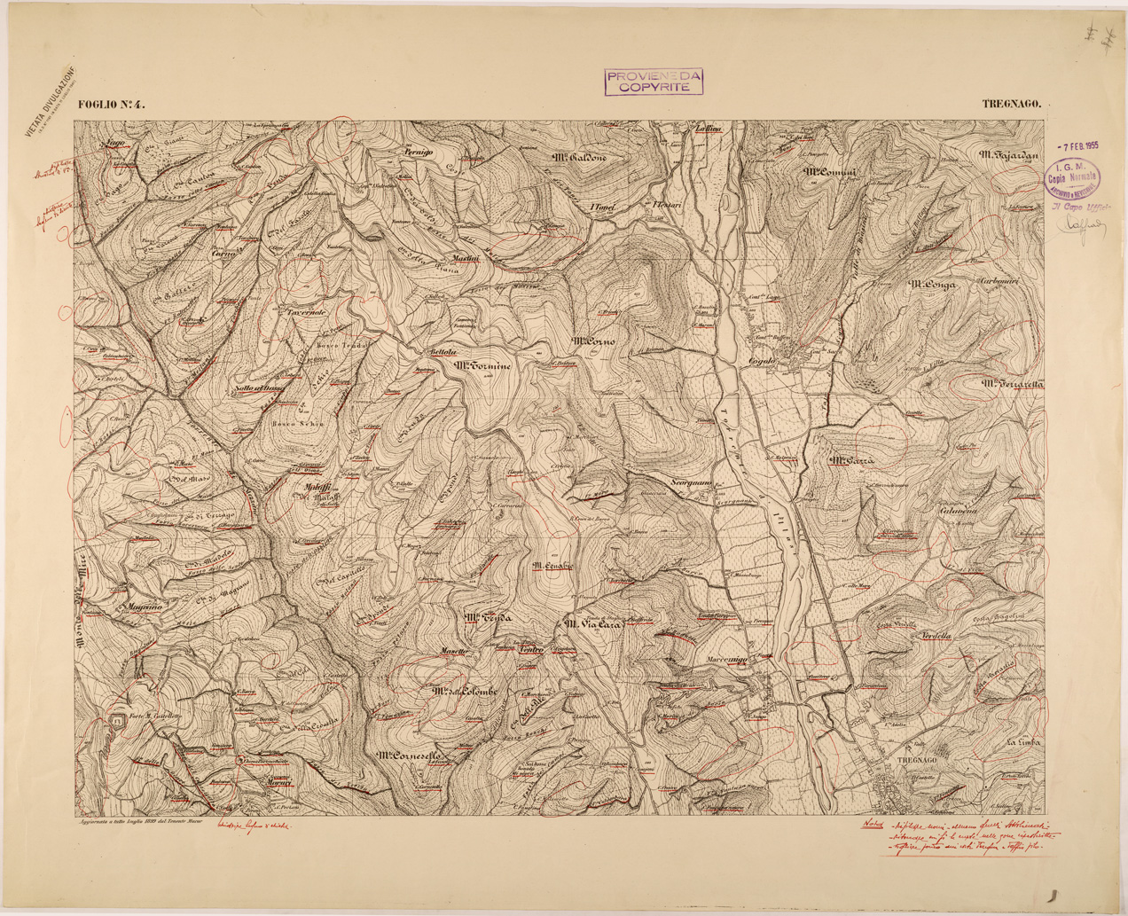 (N:28360) VERONA E DINTORNI - FOGLIO 04 - TREGNAGO (SE002012) Carte e stampe antiche: riproduzione a colori su carta (formato A1)
