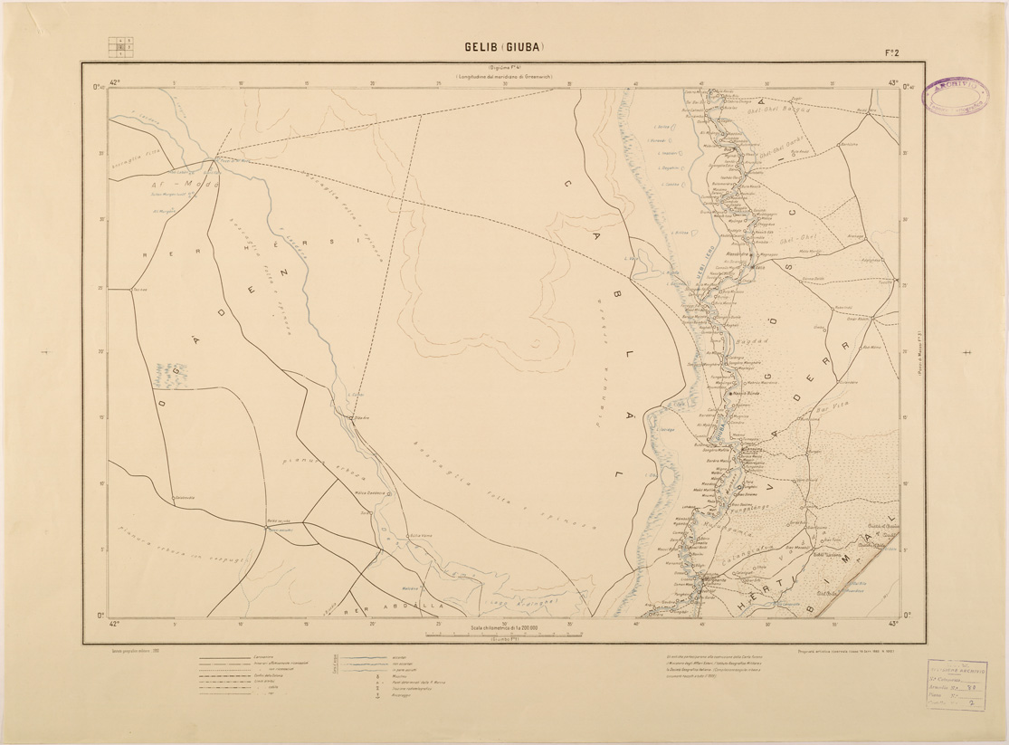 (N:28114) CARTA DELLA SOMALIA ITALIANA - FOGLIO 02 - GELIB (GIUBA) (SE002022) Carte e stampe antiche: riproduzione a colori su carta (formato A1)