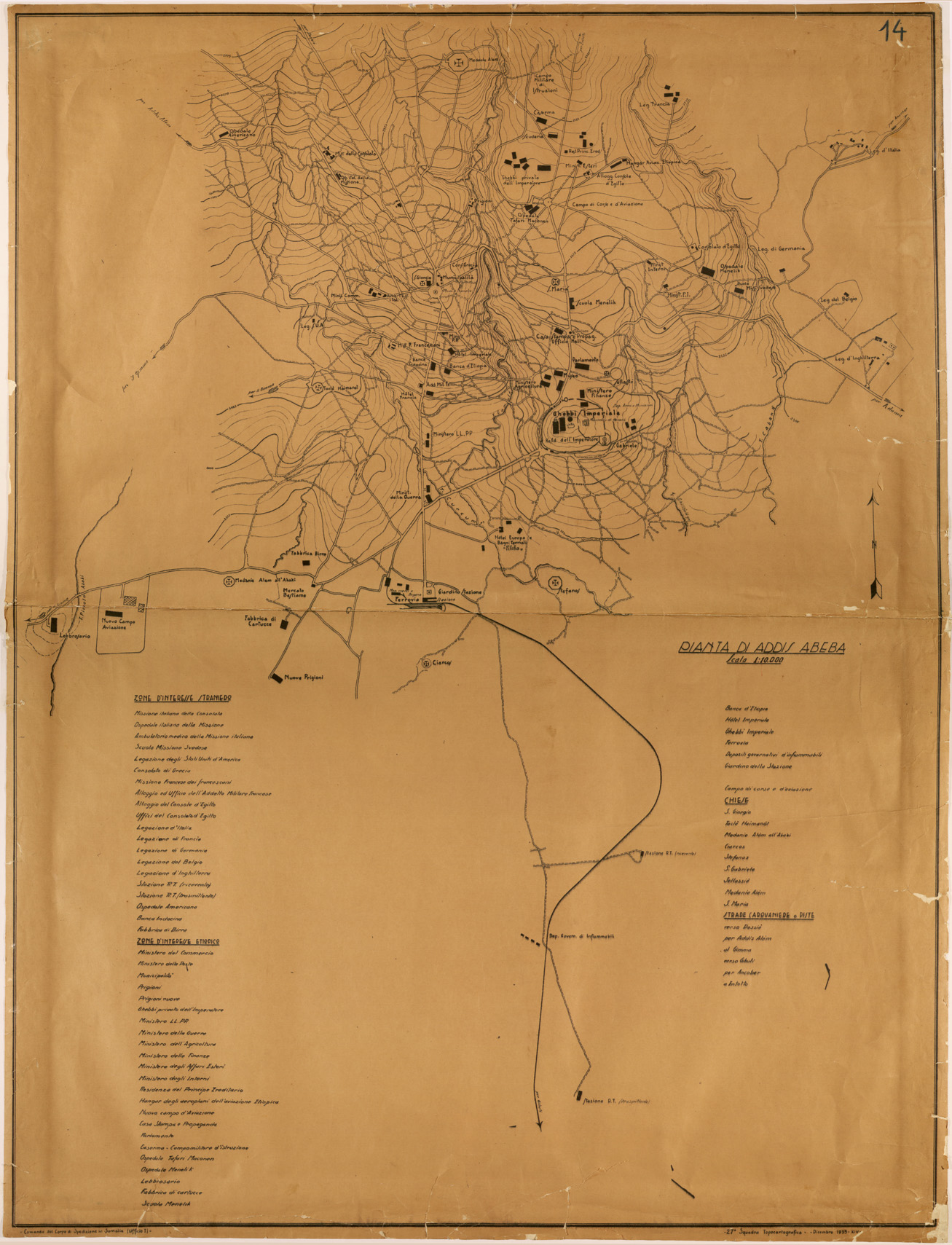 (N:28225) PIANTA DI ADDIS ABEBA (SE002090) Carte e stampe antiche: riproduzione a colori su carta (formato A1)