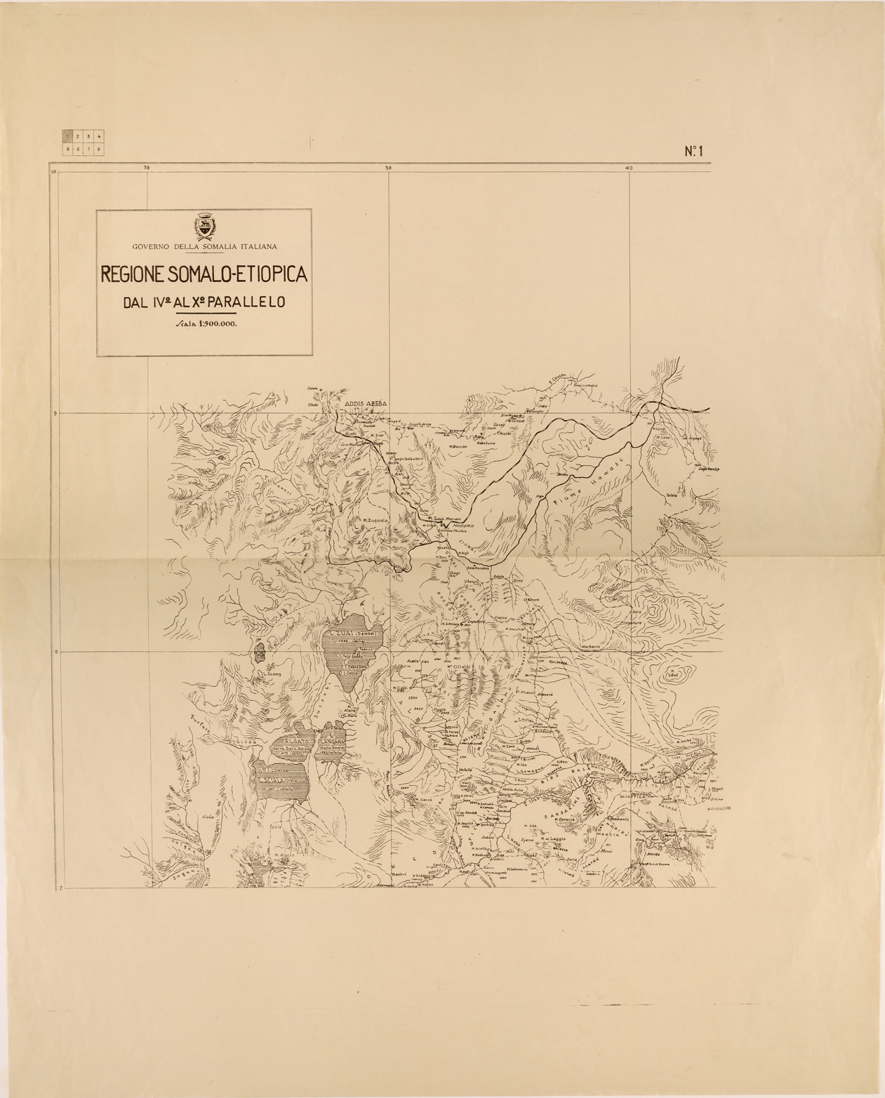 (N:28291) REGIONE SOMALO ETIOPICA DAL IV AL X PARALLELO - FOGLIO 1 (SE002112) Carte e stampe antiche: riproduzione a colori su carta (formato A1)