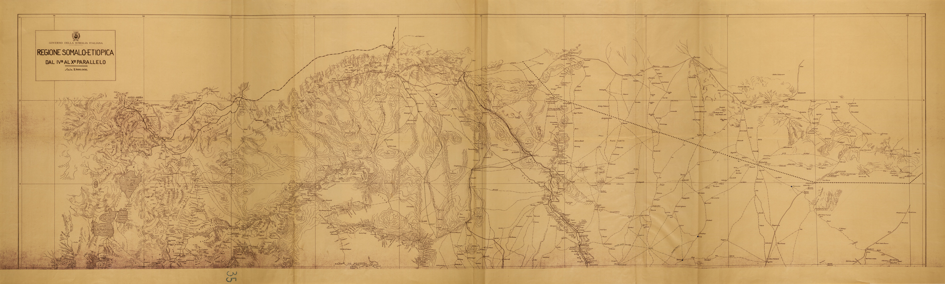 (N:28306) REGIONE SOMALO ETIOPICA DAL IV AL X PARALLELO - SEZ 1 (SE002128) Carte e stampe antiche: riproduzione a colori su carta (formato A1)