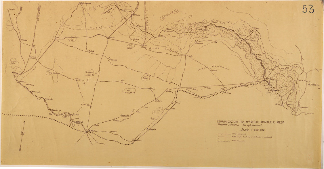 (N:28375) COMUNICAZIONI TRA MALCA MURRI MOYALE E MEGA (SE002164) Carte e stampe antiche: riproduzione a colori su carta (formato A1)