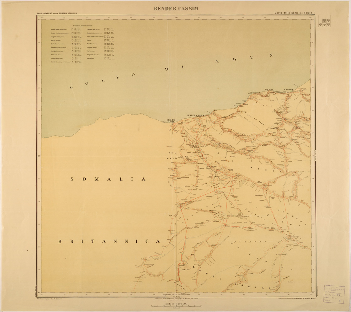 (N:28383) CARTA DELLA SOMALIA - FOGLIO 01 - BENDER CASSIM (SE002173) Carte e stampe antiche: riproduzione a colori su carta (formato A1)