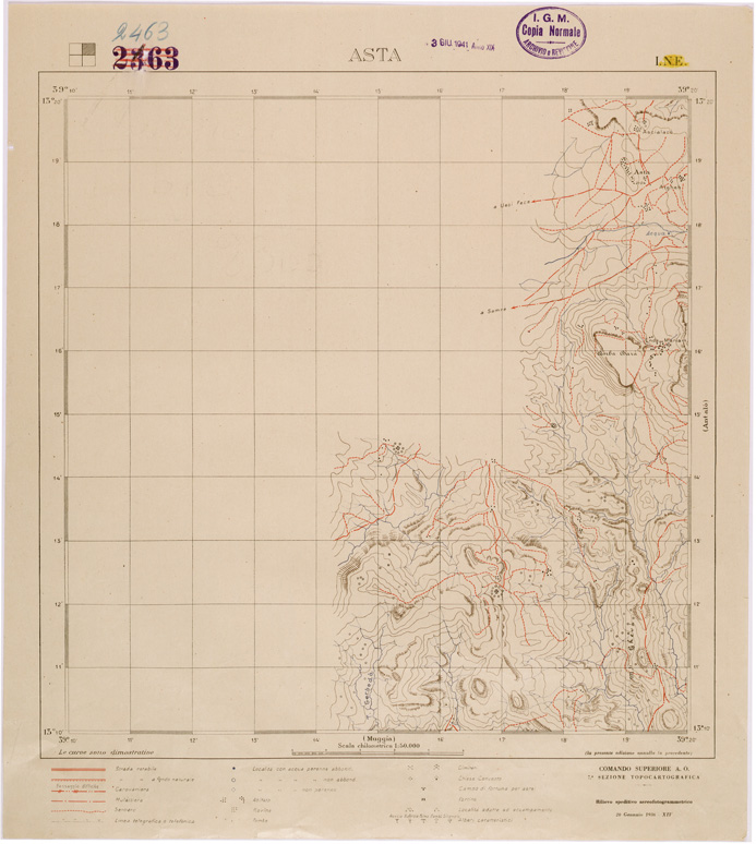 (N:28448) TIGRAI - FOGLIO 2463 I NE - ASTA (SE002247) Carte e stampe antiche: riproduzione a colori su carta (formato A1)