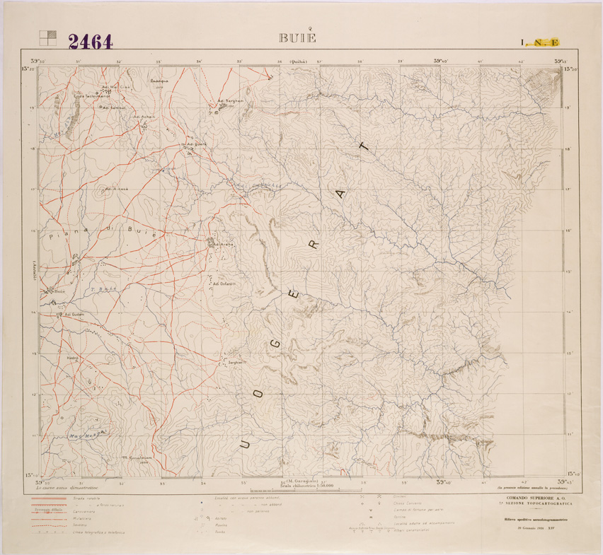 (N:28450) TIGRAI - FOGLIO 2464 I NE - BUIE' (SE002249) Carte e stampe antiche: riproduzione a colori su carta (formato A1)