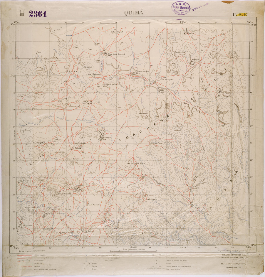 (N:28451) TIGRAI - FOGLIO 2364 II SE - QUIHA' (SE002250) Carte e stampe antiche: riproduzione a colori su carta (formato A1)