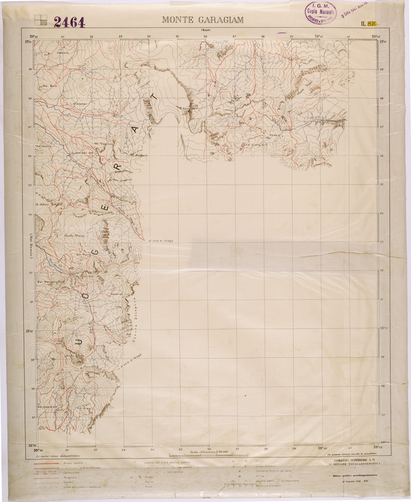 (N:28452) TIGRAI - FOGLIO 2464 II SE - MONTE GARAGIAM (SE002251) Carte e stampe antiche: riproduzione a colori su carta (formato A1)