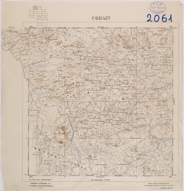 (N:28456) TIGRAI - FOGLIO 2061 - COHAIN (SE002255) Carte e stampe antiche: riproduzione a colori su carta (formato A1)