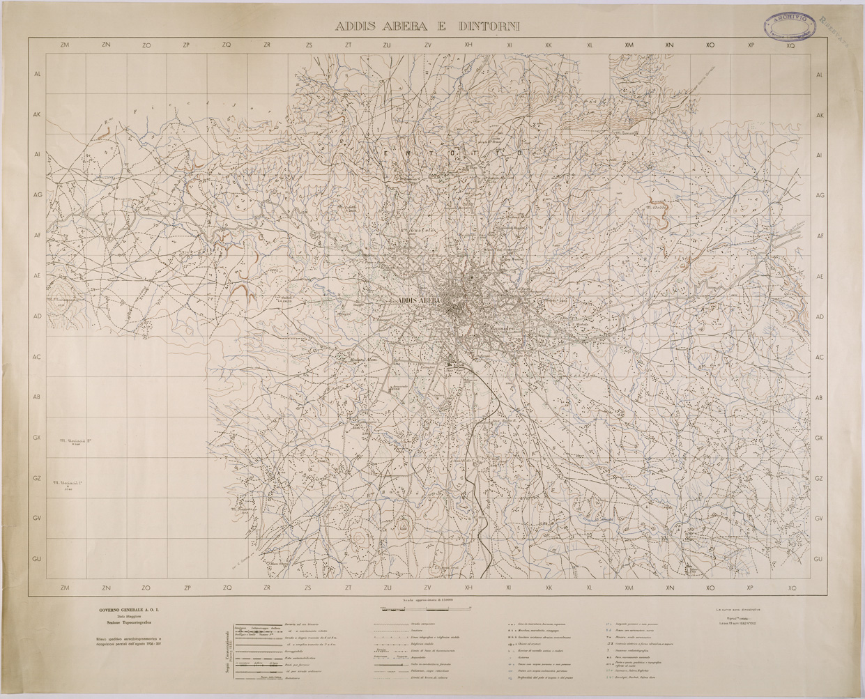 (N:28545) ADDIS ABEBA E DINTORNI. (SE002304) Carte e stampe antiche: riproduzione a colori su carta (formato A1)