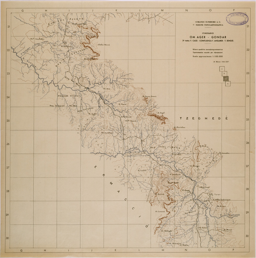 (N:28561) ITINERARIO OM AGER - GONDAR - FOGLIO 3. (SE002312) Carte e stampe antiche: riproduzione a colori su carta (formato A1)