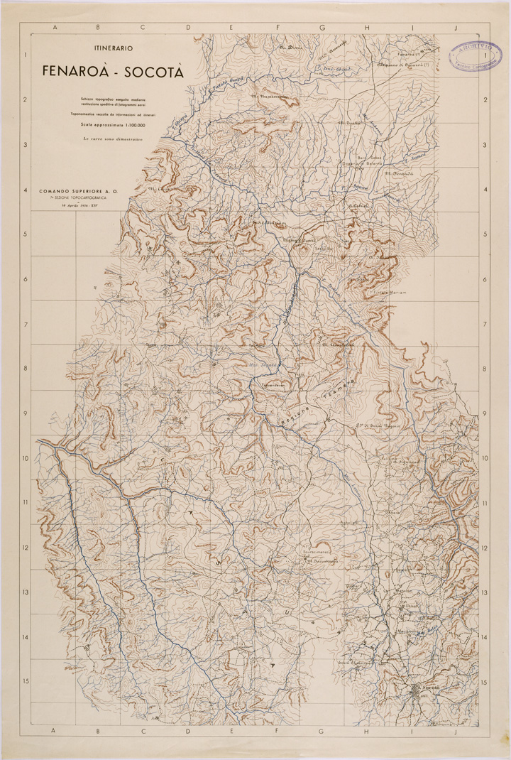 (N:28563) ITINERARIO FENAROA' - SACOTA'. (SE002314) Carte e stampe antiche: riproduzione a colori su carta (formato A1)