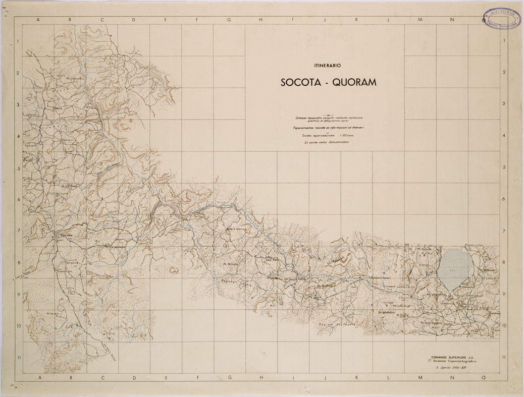 (N:28564) ITINERARIO SOCOTA' - QUORAM. (SE002315) Carte e stampe antiche: riproduzione a colori su carta (formato A1)