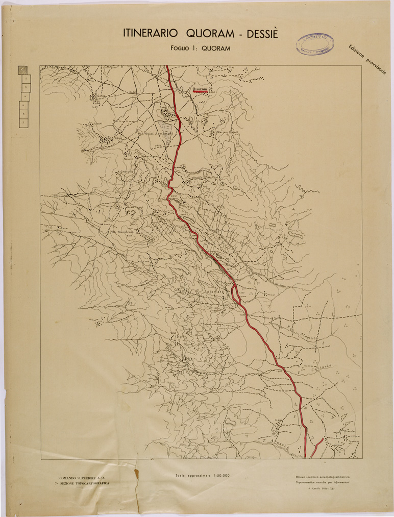 (N:28567) ITINERARIO QUORAM - DESSIE' - FOGLIO 1. (SE002318) Carte e stampe antiche: riproduzione a colori su carta (formato A1)