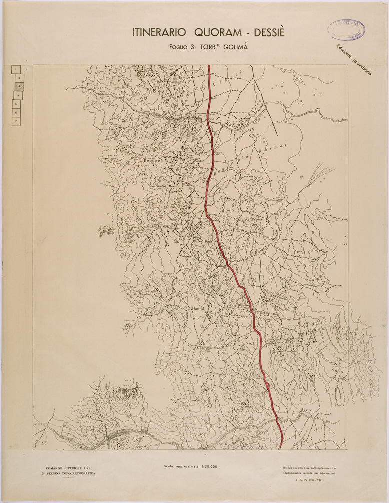 (N:28570) ITINERARIO QUORAM - DESSIE' - FOGLIO 3. (SE002320) Carte e stampe antiche: riproduzione a colori su carta (formato A1)