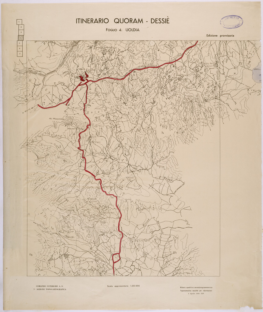 (N:28574) ITINERARIO QUORAM - DESSIE' - FOGLIO 4. (SE002321) Carte e stampe antiche: riproduzione a colori su carta (formato A1)