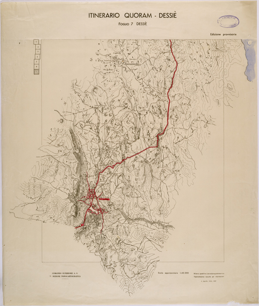 (N:28581) ITINERARIO QUORAM - DESSIE' - FOGLIO 7. (SE002324) Carte e stampe antiche: riproduzione a colori su carta (formato A1)