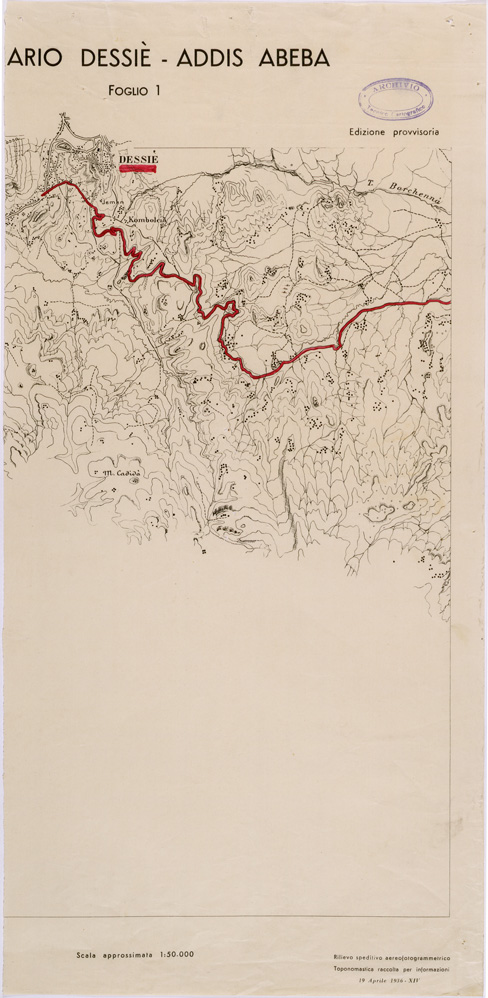 (N:28510) ITINERARIO DESSIE' ADDIS ABEBA FOGLIO 1 (SE002325) Carte e stampe antiche: riproduzione a colori su carta (formato A1)