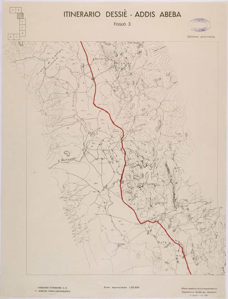 (N:28508) ITINERARIO DESSIE' ADDIS ABEBA FOGLIO 3 (SE002327) Carte e stampe antiche: riproduzione a colori su carta (formato A1)