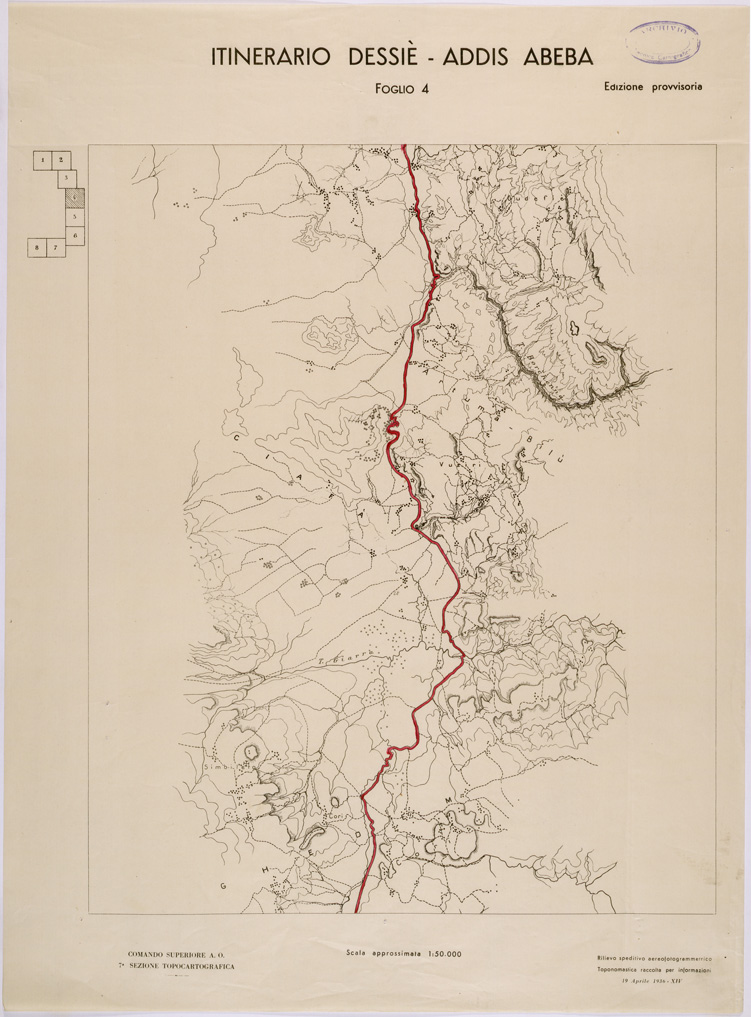 (N:28507) ITINERARIO DESSIE' ADDIS ABEBA FOGLIO 4 (SE002328) Carte e stampe antiche: riproduzione a colori su carta (formato A1)