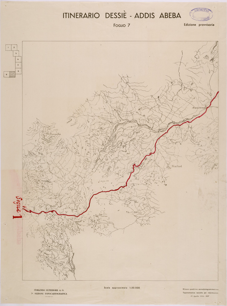 (N:28504) ITINERARIO DESSIE' ADDIS ABEBA FOGLIO 7 (SE002331) Carte e stampe antiche: riproduzione a colori su carta (formato A1)