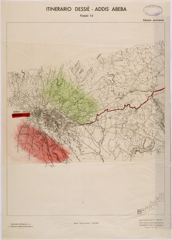 (N:28495) ITINERARIO DESSIE' ADDIS ABEBA FOGLIO 16 (SE002340) Carte e stampe antiche: riproduzione a colori su carta (formato A1)