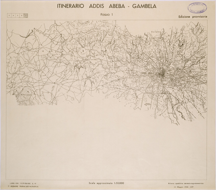 (N:28492) ITINERARIO ADDIS ABEBA GAMBELA FOGLIO 1 (SE002341) Carte e stampe antiche: riproduzione a colori su carta (formato A1)