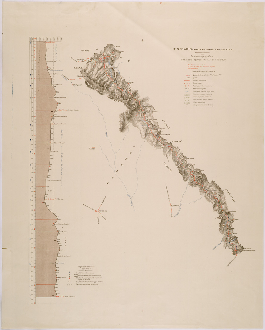 (N:28463) ITINERARIO ADIGRAT EDAGA' HAMUS ATZBI (SE002355) Carte e stampe antiche: riproduzione a colori su carta (formato A1)