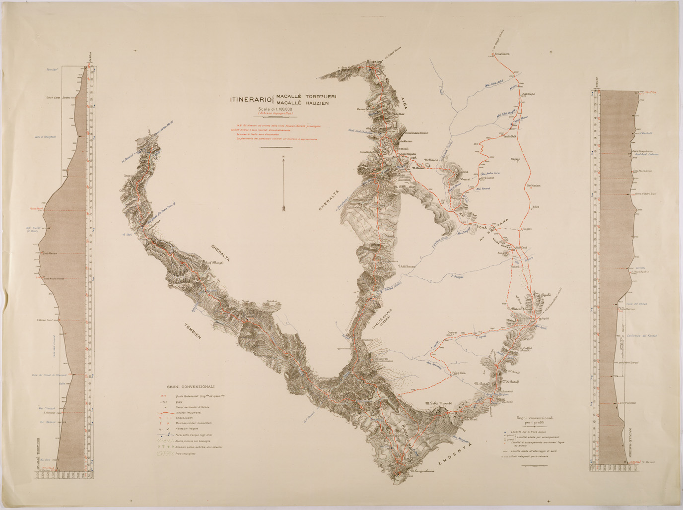 (N:28462) ITINERARIO MACALLE' TORRENTE UERI MACALLE' HAUZIEN (SE002356) Carte e stampe antiche: riproduzione a colori su carta (formato A1)