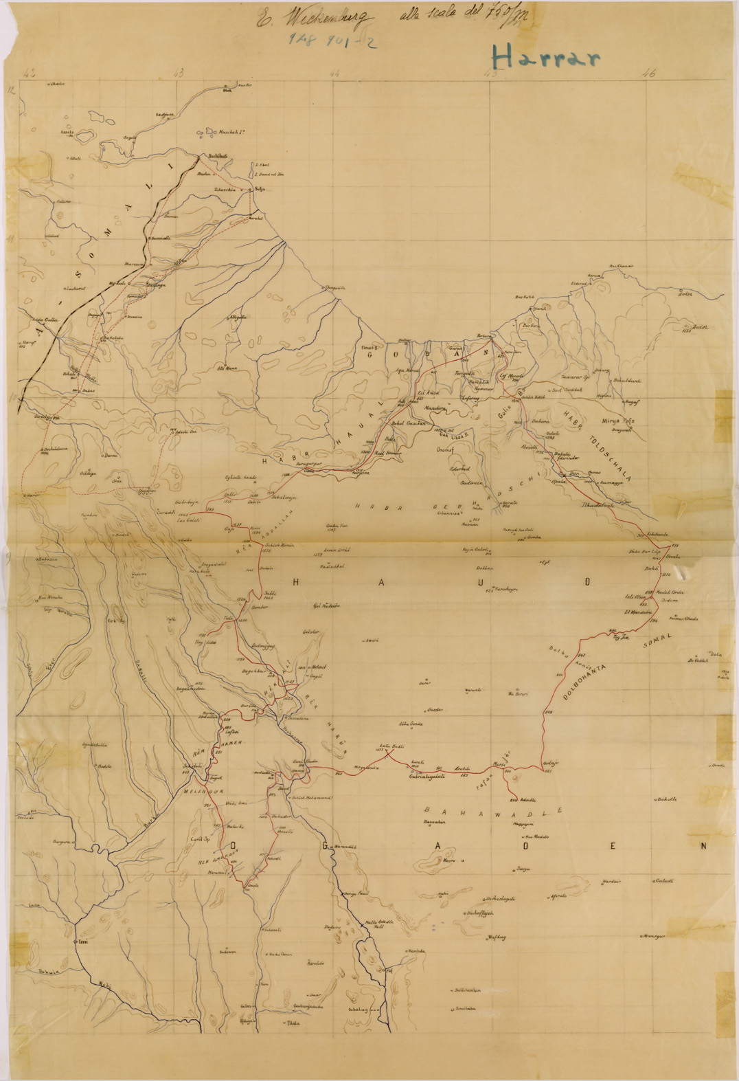 (N:28770) ITINERARI WICKENBURG ETIOPIA E SOMALIA AL 750.000 (SE002468) Carte e stampe antiche: riproduzione a colori su carta (formato A1)