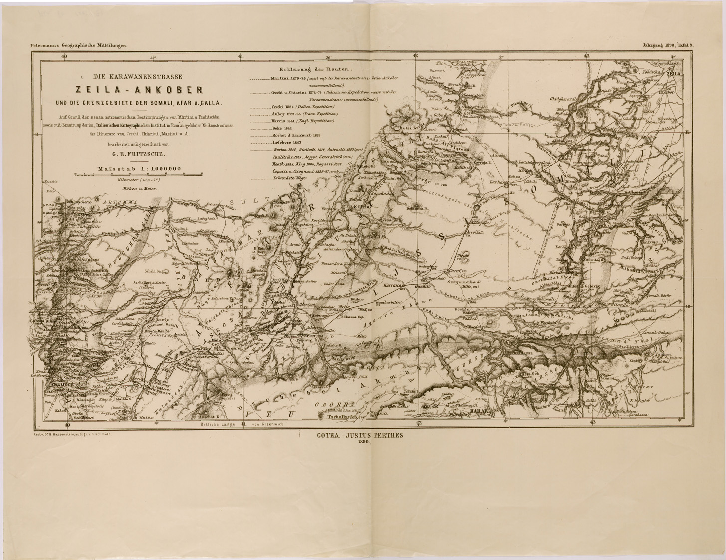 (N:28835) ITINERARIO ZEILA ANKOBER (FRITZCHE) (SE002492) Carte e stampe antiche: riproduzione a colori su carta (formato A1)