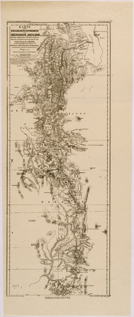 (N:28868) ABISSINIA (ITINERARIO PETERMANN MULKUTTO MAGDALA) (SE002506) Carte e stampe antiche: riproduzione a colori su carta (formato A1)