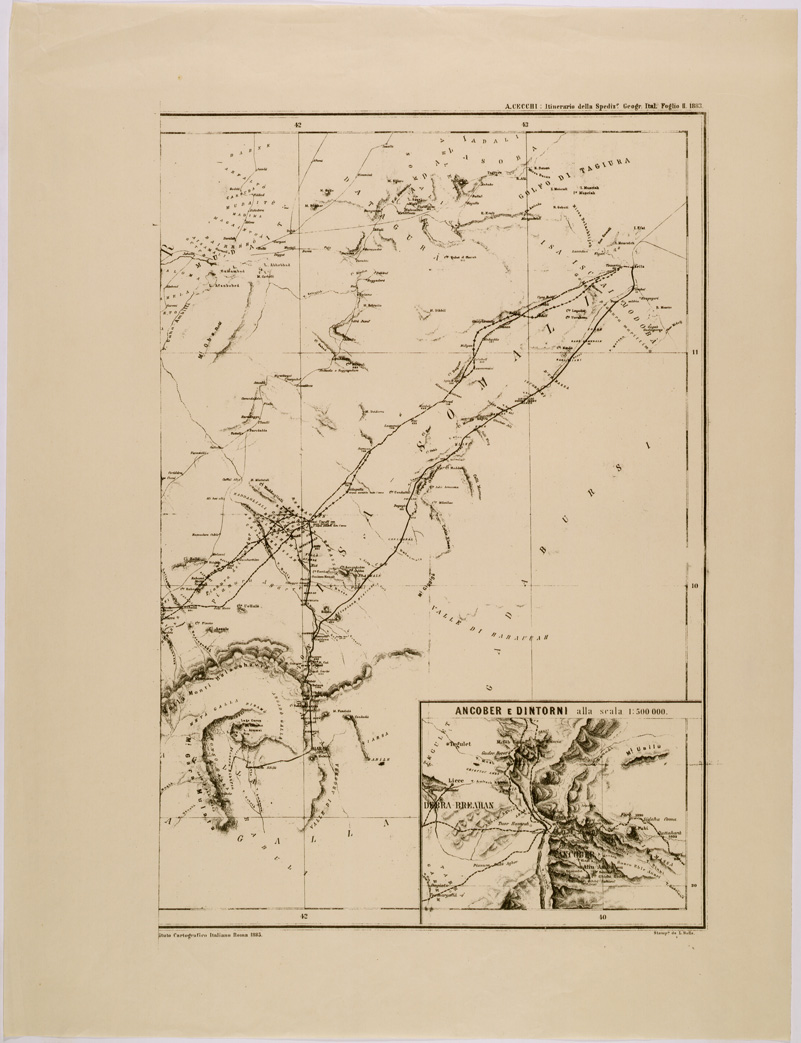 (N:28631) ITINERARI DELLA SPEDIZIONE GEOGRAFICA ITALIANA - FOGLIO 1. (SE002528) Carte e stampe antiche: riproduzione a colori su carta (formato A1)