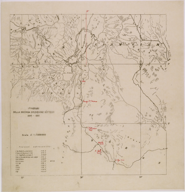 (N:28646) ITINERARIO DELLA SECONDA SPEDIZIONE BOTTEGO - LUCIDO 5. (SE002538) Carte e stampe antiche: riproduzione a colori su carta (formato A1)