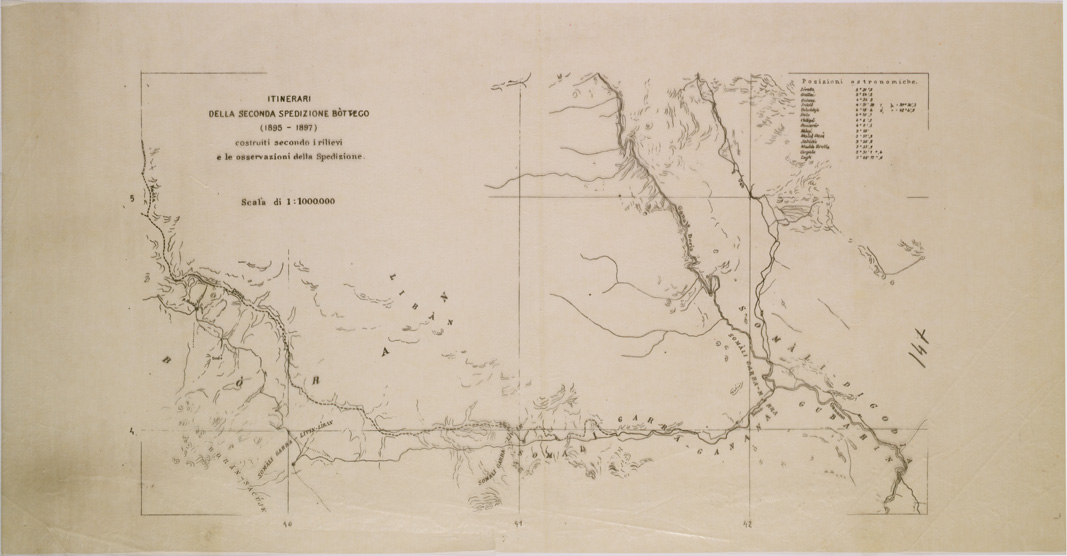(N:28647) ITINERARIO DELLA SECONDA SPEDIZIONE BOTTEGO - LUCIDO 6. (SE002539) Carte e stampe antiche: riproduzione a colori su carta (formato A1)