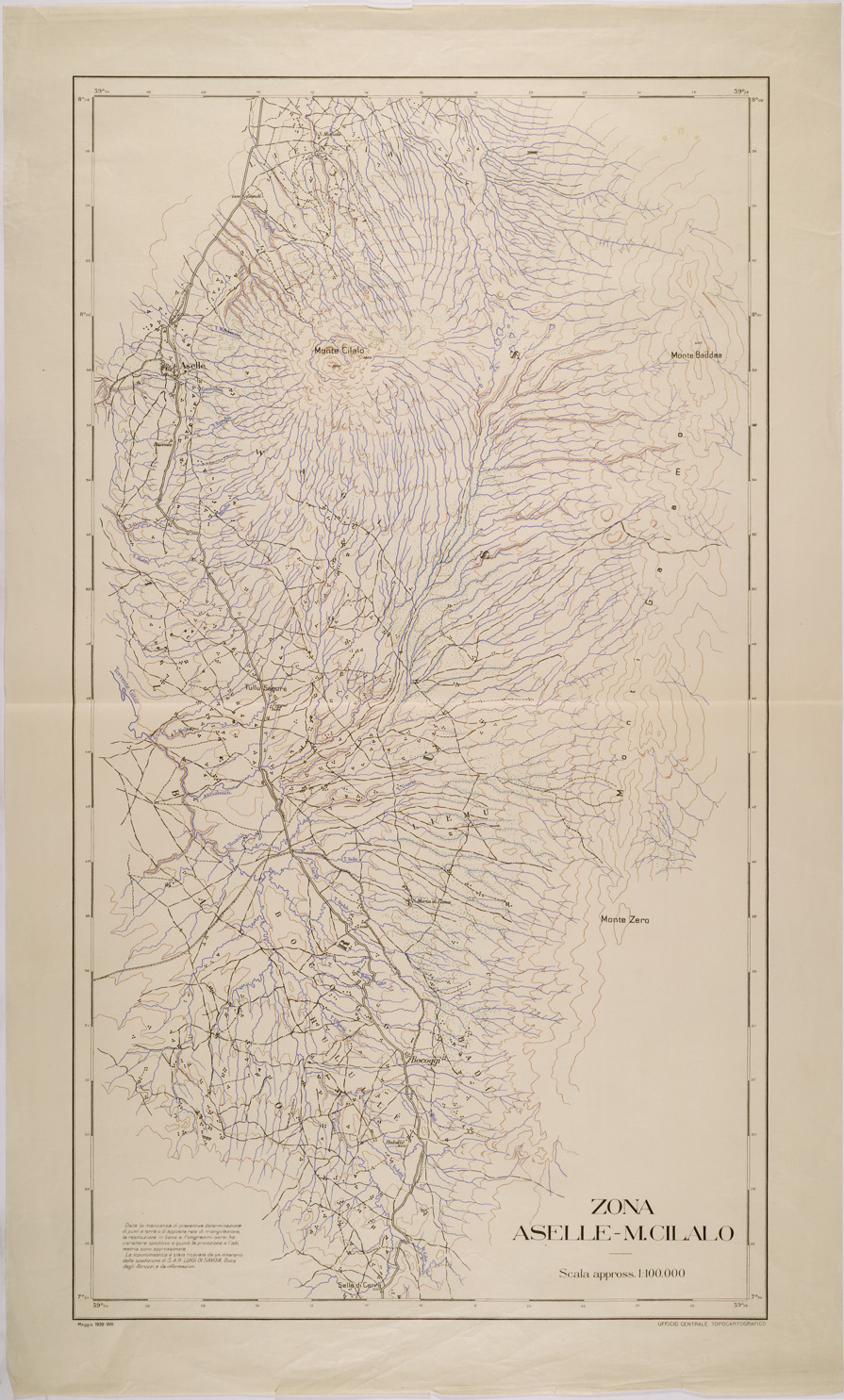 (N:28698) ZONA ASELLE - M. CILALO. (SE002578) Carte e stampe antiche: riproduzione a colori su carta (formato A1)