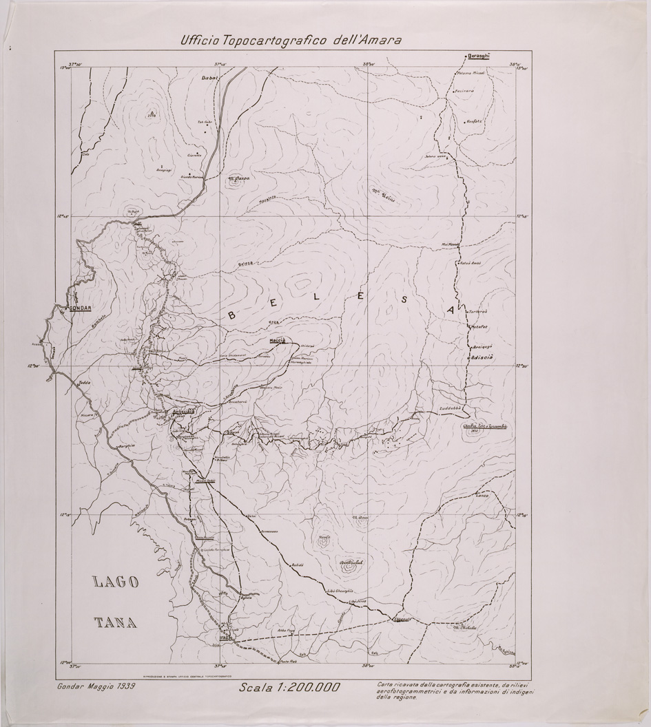 (N:28700) UFFICIO TOPOCARTOGRAFICO DELL'AMARA. (SE002580) Carte e stampe antiche: riproduzione a colori su carta (formato A1)