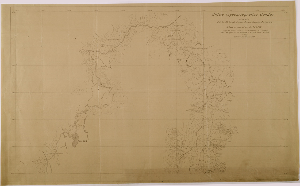 (N:28719) ITINERARIO GONDAR - ASMARA - DANCAZ - AMBACIARA. (SE002591) Carte e stampe antiche: riproduzione a colori su carta (formato A1)