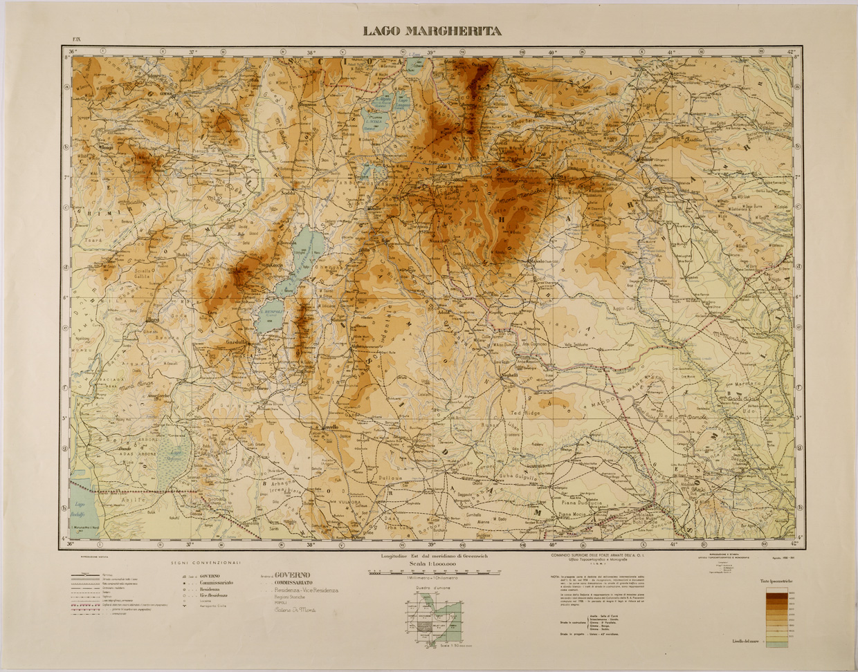 (N:28736) LAGO MARGHERITA - FOGLIO IX. (SE002608) Carte e stampe antiche: riproduzione a colori su carta (formato A1)