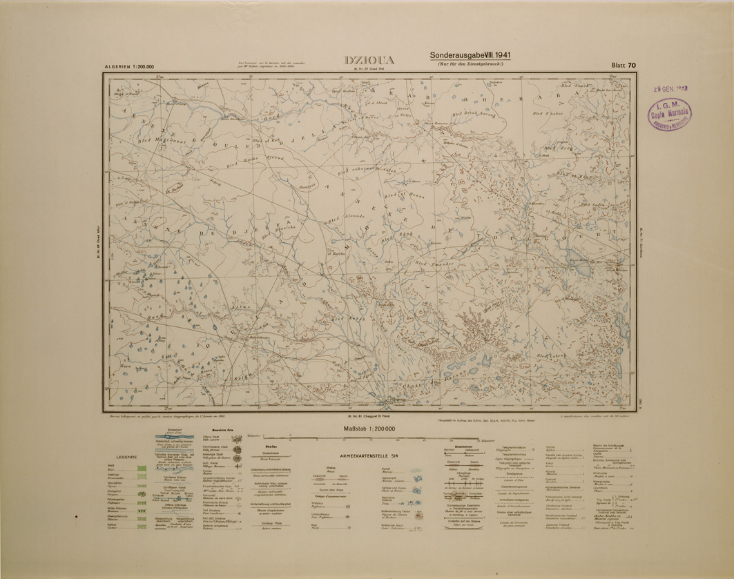 (N:29187) ALGERIA (EDIZIONE TEDESCA) DZIOUA FOGLIO 70 (SE002958) Carte e stampe antiche: riproduzione a colori su carta (formato A1)