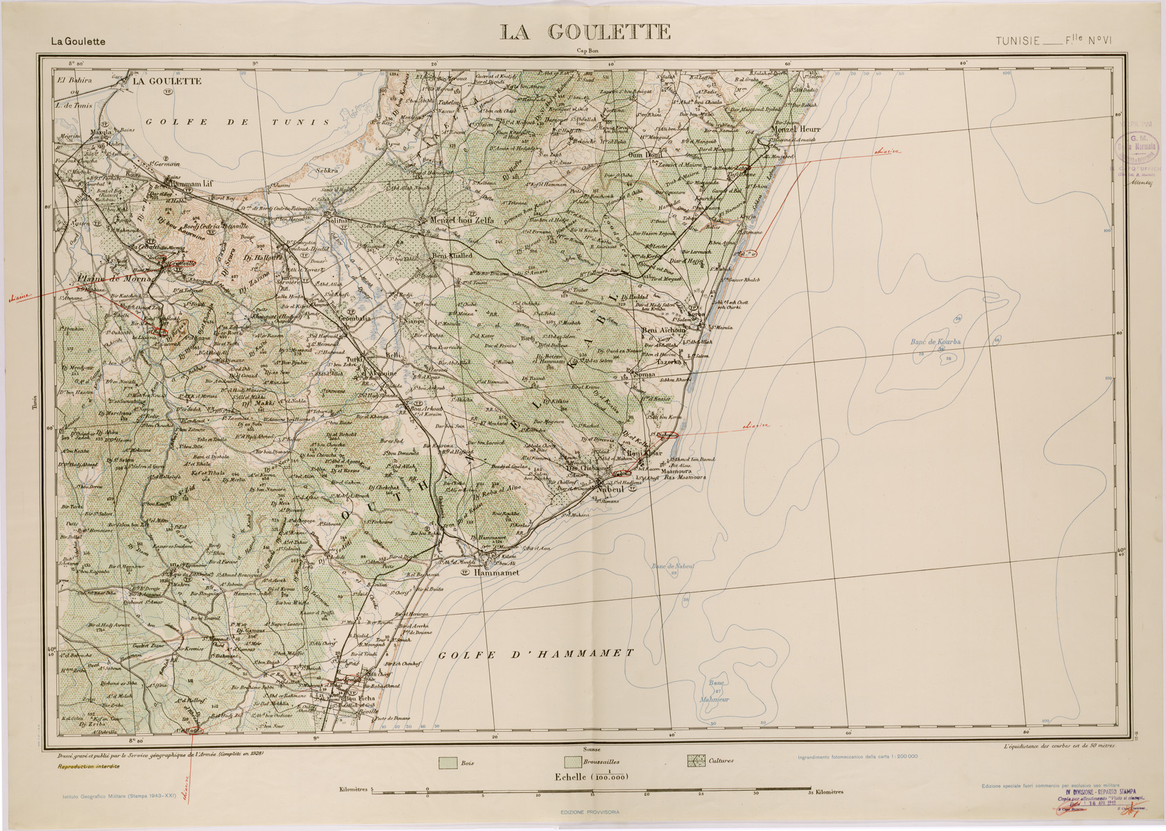 (N:29205) TUNISIA LA GOULETTE FOGLIO VI (SE002982) Carte e stampe antiche: riproduzione a colori su carta (formato A1)