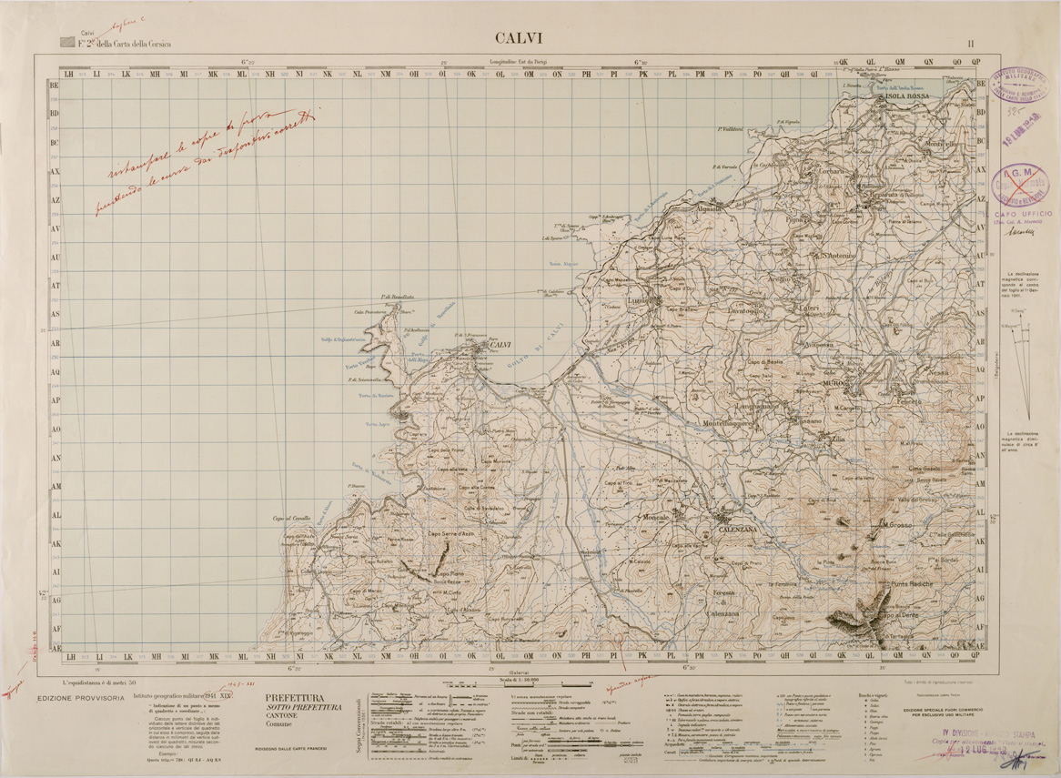 (N:29366) CARTA DELLA CORSICA - FOGLIO 2 II - CALVI (SE003169) Carte e stampe antiche: riproduzione a colori su carta (formato A1)