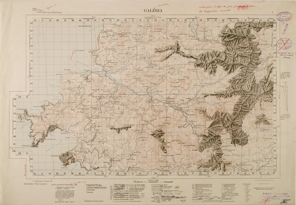 (N:29422) CARTA DELLA CORSICA - FOGLIO 4 I - GALERIA (SE003174) Carte e stampe antiche: riproduzione a colori su carta (formato A1)