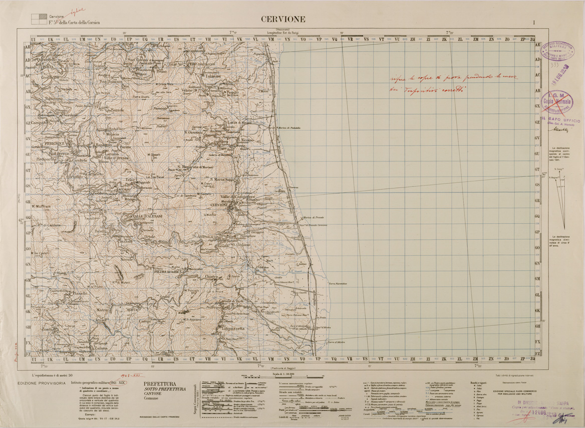 (N:29424) CARTA DELLA CORSICA - FOGLIO 5 I - CERVIONE (SE003176) Carte e stampe antiche: riproduzione a colori su carta (formato A1)