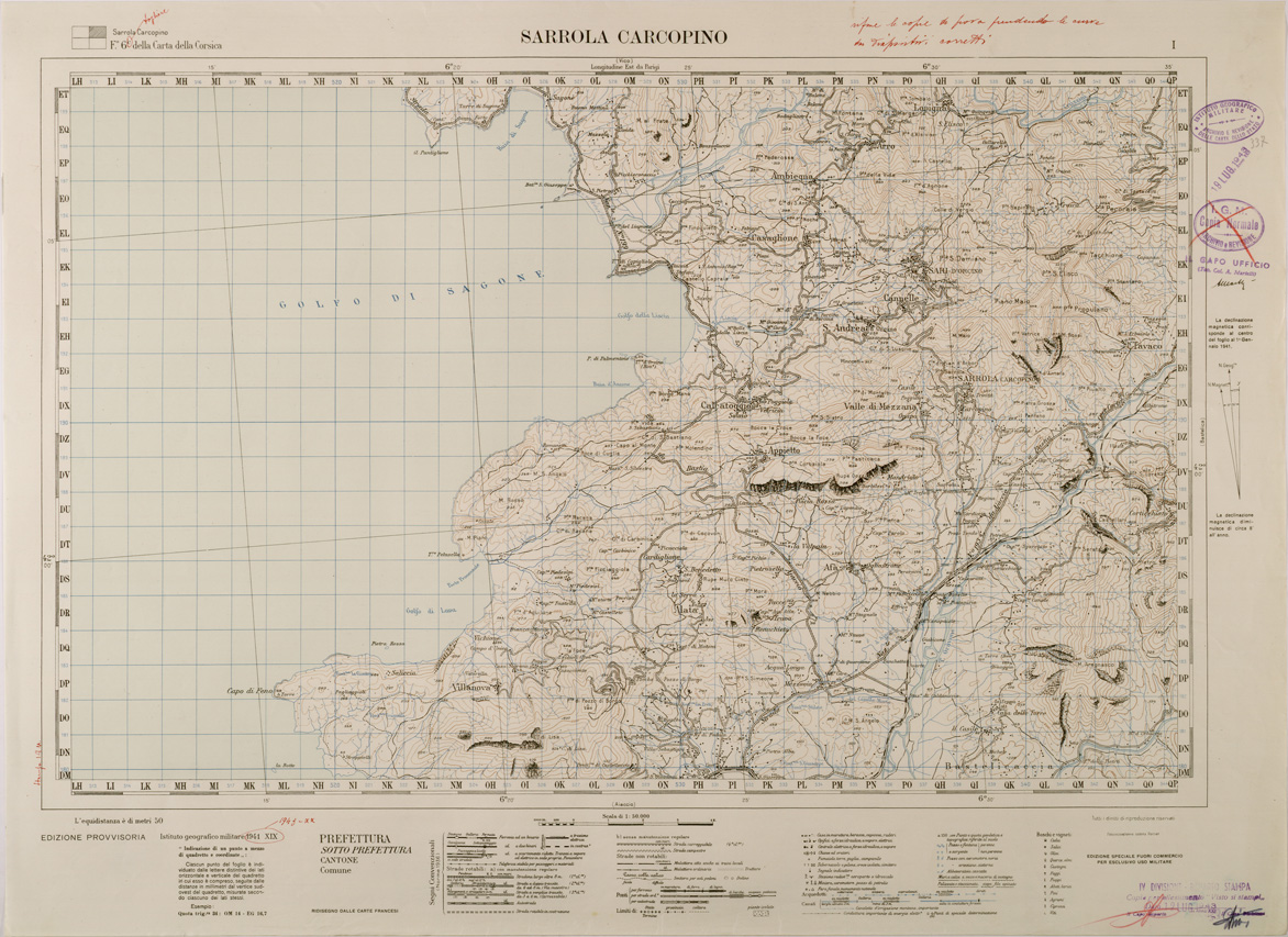 (N:29428) CARTA DELLA CORSICA - FOGLIO 6 I - SARROLA CARCOPINO (SE003180) Carte e stampe antiche: riproduzione a colori su carta (formato A1)