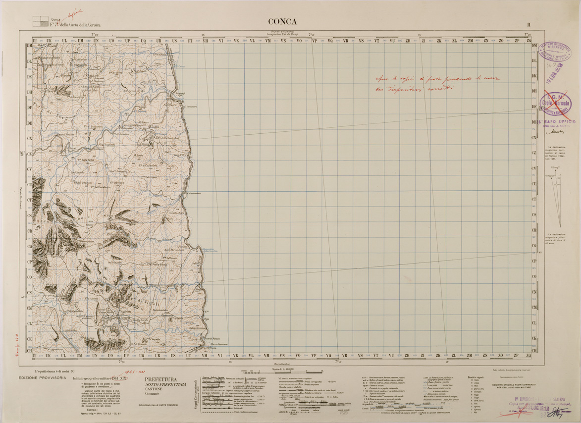 (N:29431) CARTA DELLA CORSICA - FOGLIO 7 II - CONCA (SE003183) Carte e stampe antiche: riproduzione a colori su carta (formato A1)