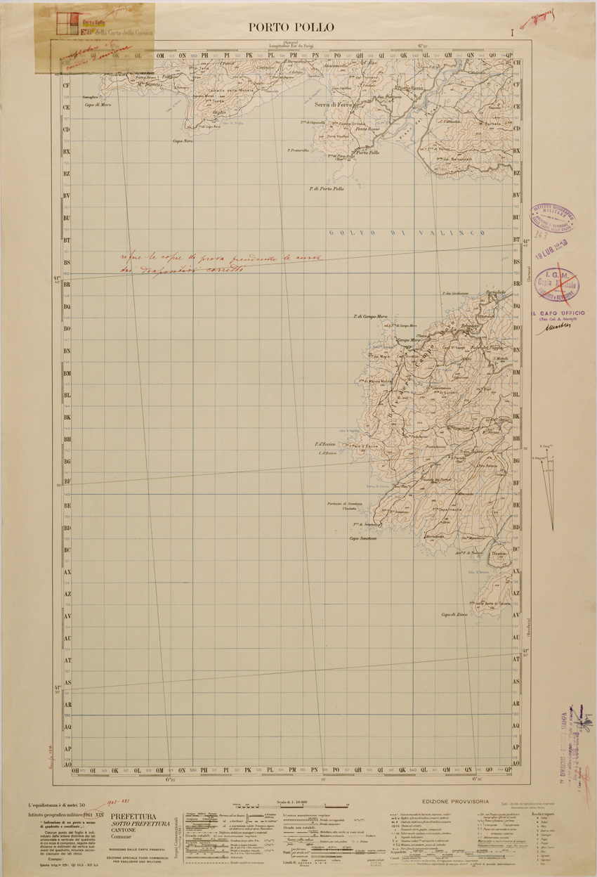 (N:29434) CARTA DELLA CORSICA - FOGLIO 8 I - PORTO POLLO (SE003186) Carte e stampe antiche: riproduzione a colori su carta (formato A1)