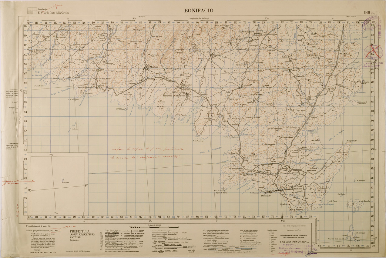 (N:29436) CARTA DELLA CORSICA - FOGLIO 5 II  III - BONIFACIO (SE003188) Carte e stampe antiche: riproduzione a colori su carta (formato A1)