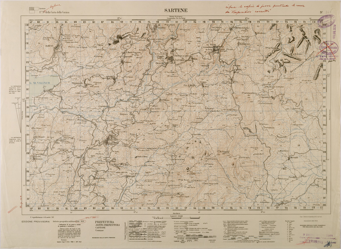 (N:29437) CARTA DELLA CORSICA - FOGLIO 9 IV - SARTENE (SE003189) Carte e stampe antiche: riproduzione a colori su carta (formato A1)